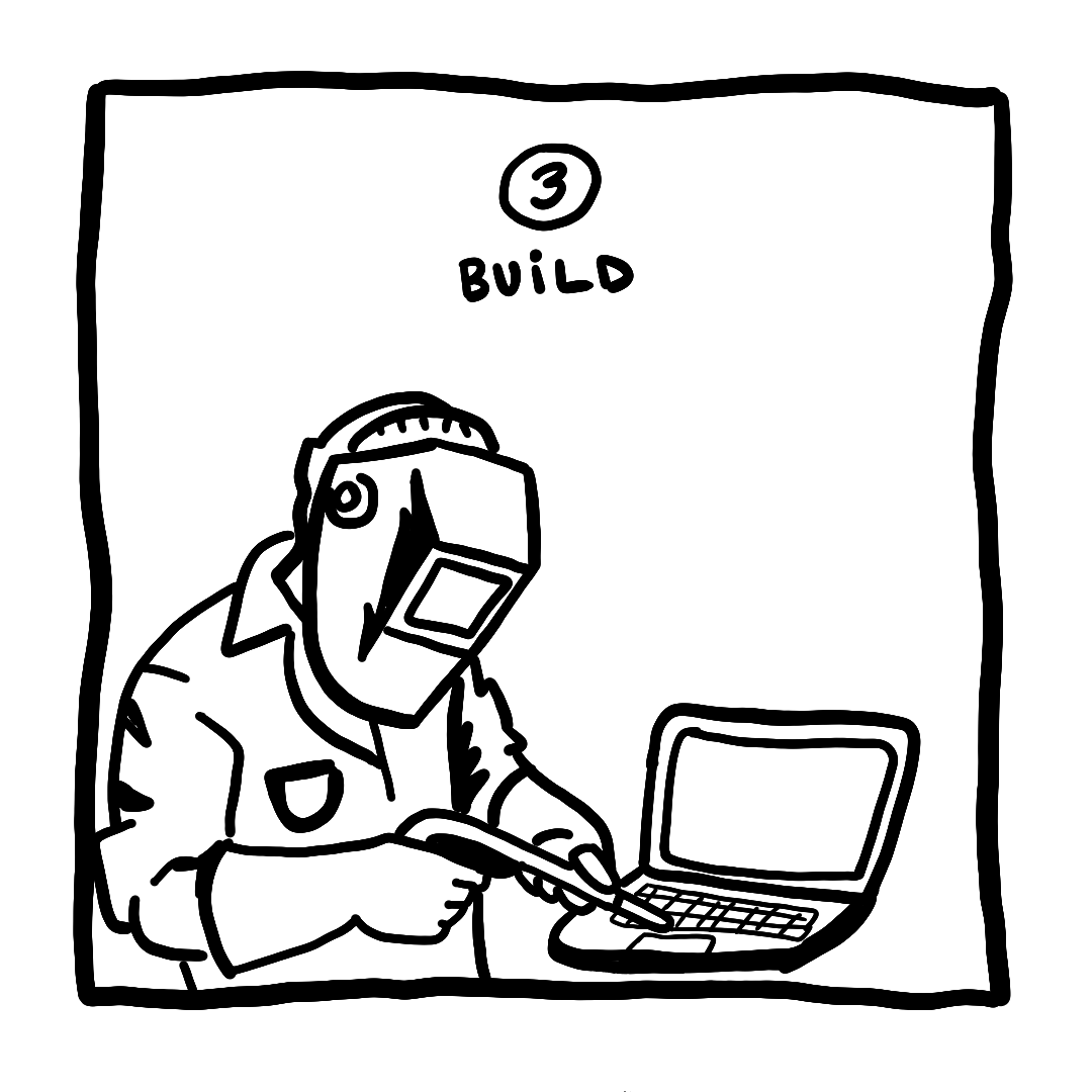 Hand drawn website build animation for the Alaris process